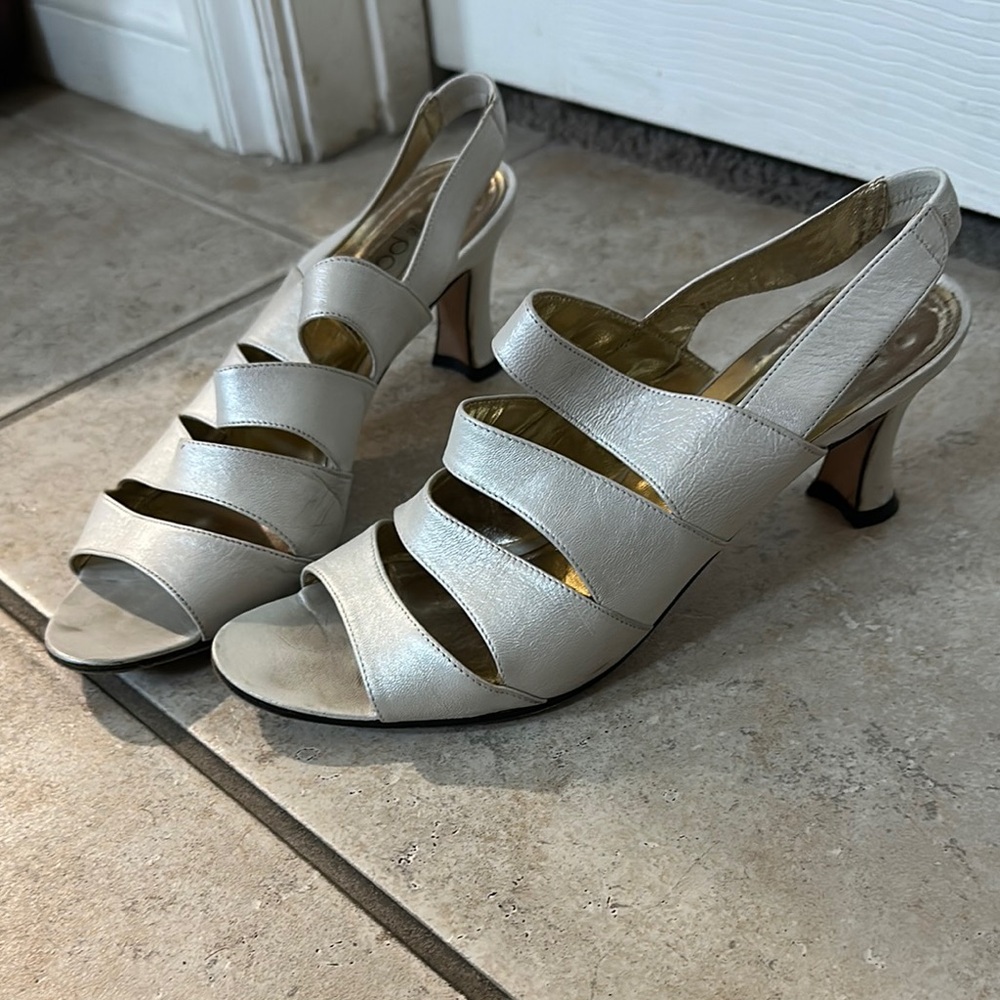 Paloma Mystic Women's Napa Moon white shimmery Heeled Sandals - made in Italy